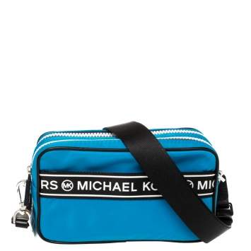 Pre Owned Michael Kors Blue Nylon Small Kenly Camera Crossbody Bag
