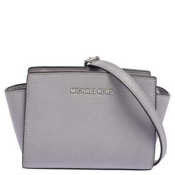 Pre Owned Michael Kors Purple Leather Mini Selma Crossbody Bag