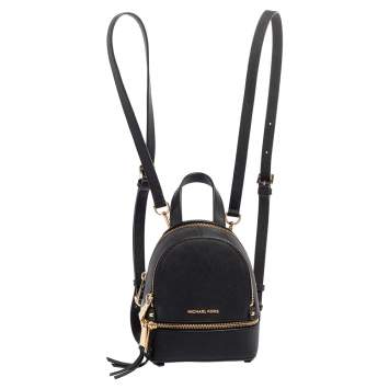 Pre Owned Michael Kors Black Leather Mini Rhea Backpack