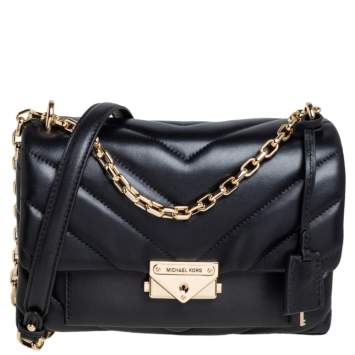 Pre Owned Michael Kors Black Quilted Leather Medium Cece Shoulder Bag