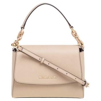 Pre Owned Michael Kors Beige Leather Sofia Top Handle Bag