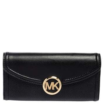 Pre Owned Michael Kors Black Leather Fulton Continental Wallet