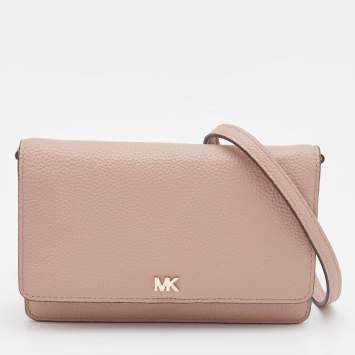 Pre Owned Michael Kors Blush Pink Leather Wallet On Strap