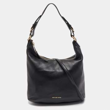 Pre Owned MICHAEL Michael Kors Black Leather Large Lupita Hobo 