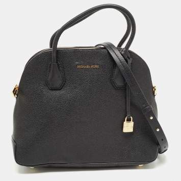 Pre Owned Michael Kors Black Leather Large Mercer Dome Satchel