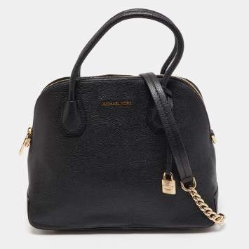 Pre Owned Michael Kors Black Leather Large Mercer Dome Satchel