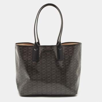 Pre Owned Michael Kors Black/Grey Signature Coated Canvas Large Jodie Tote