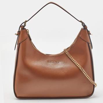 Pre Owned Michael Kors Brown Leather Wilma Chain Hobo