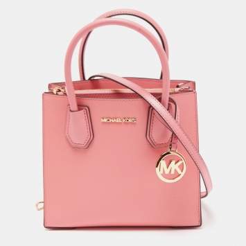 Pre Owned Michael Kors Pink Leather Mercer Tote