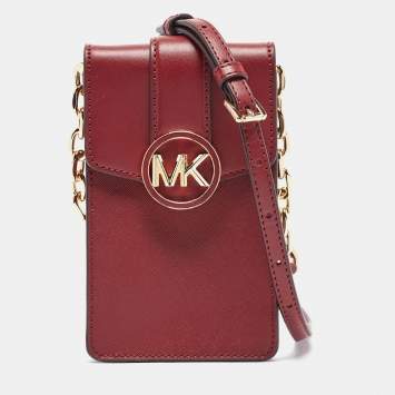 مملوكة مسبقًا Michael Kors Burgundy Leather Carmen Smartphone Crossbody Bag