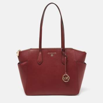 Pre Owned Michael Kors Red Leather Medium Marilyn Tote