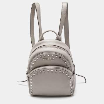 Pre Owned MICHAEL Michael Kors Grey Leather Abbey Studded Backpack