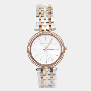Pre Owned Michael Kors Silver Two Tone Stainless Steel Darci MK3202 Women's Wristwatch 39 mm