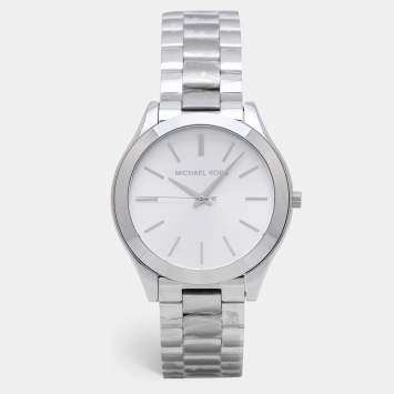 Pre Owned Michael Kors Silver Stainless Steel Runway MK3178  Women's Wristwatch 42 mm