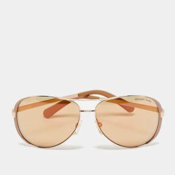 مملوكة مسبقًا Michael Kors Brown/Rose Gold Mirrored MK5004 Chelsea Aviator Sunglasses