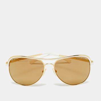 مملوكة مسبقًا Michael Kors Gold/White MK 1012 Viviana Aviator Sunglasses