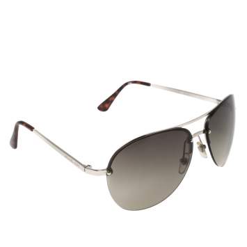 Pre Owned MICHAEL Micheal Kors Silver Tone/ Green Kai M2068S Aviator Sunglasses