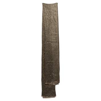 Pre Owned Michael Kors Brown Leopard Lurex Jacquard Shawl