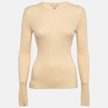 Pre Owned Michael Kors Beige Cashmere Rib Knit Sweater M