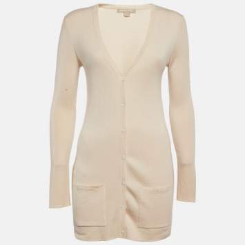 Pre Owned Michael Kors Beige Cashmere Buttoned Cardigan S