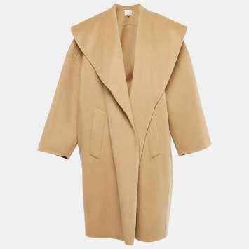 Pre Owned Michael Kors Collection Camel Brown Open Front Melton Clutch Coat S