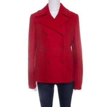 Pre Owned Michael Kors Red Wool Double Breasted Coat M