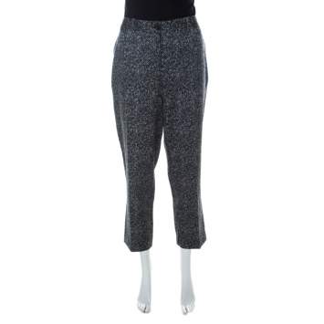 Pre Owned Michael Kors Dark Grey Chevron Print Stretch Wool Tapered Trousers XL