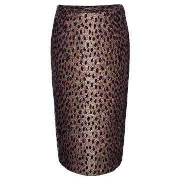 Pre Owned Michael Kors Brown Leopard Print Skirt S