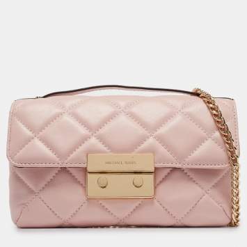 Pre Owned Michael Kors Pink Quilted Leather Small Sloan Crossbody Bag