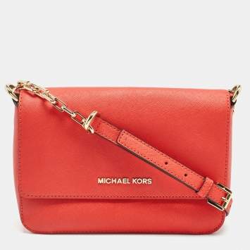 Pre Owned Michael Kors Red Leather Daniela Crossbody Bag