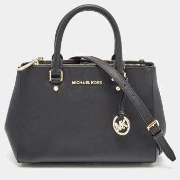 Pre Owned Michael Kors Black Leather Medium Sutton Tote