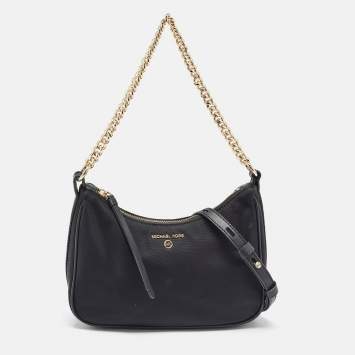 Pre Owned Michael Kors Black Nylon and Leather Gabardine Crossbody Bag