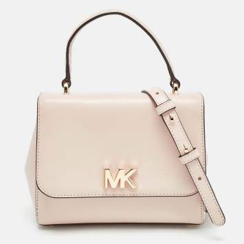 Pre Owned Michael Kors Light Pink Leather Small Mott Top Handle Bag