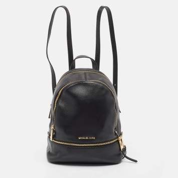 Pre Owned Michael Kors Black Leather Medium Rhea Backpack