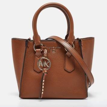 Pre Owned Michael Kors Brown Leather Small Kris Tote