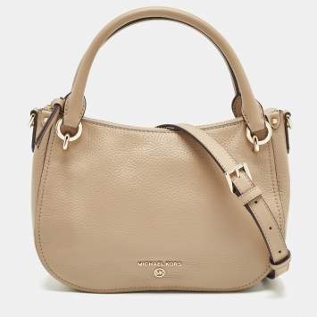 Pre Owned Michael Kors Beige Leather Small Harper Messenger Bag