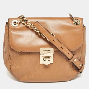Pre Owned Michael Kors Brown Leather Cecelia Crossbody Bag