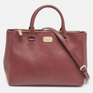 Pre Owned Michael Kors Burgundy Leather Kellen Tote