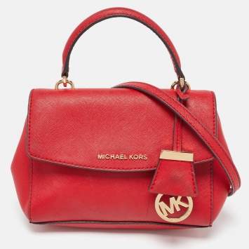Pre Owned Michael Kors Red Leather Mini Ava Top Handle Bag