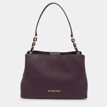 Pre Owned Michael Kors Purple Leather Sofia Satchel