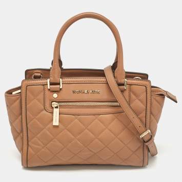 Pre Owned MICHAEL Michael Kors Brown Quilted Leather Selma Satchel
