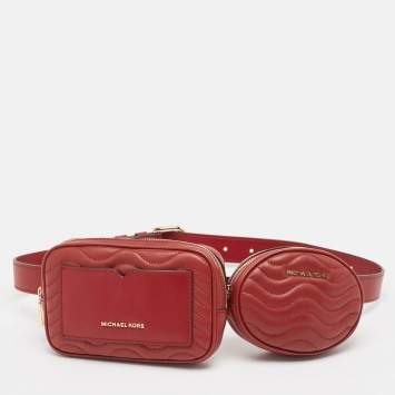Pre Owned Michael Kors Red Matelasse Leather Utility Belt Bag