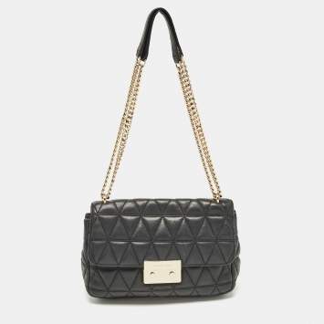 Pre Owned Micheal Kors Black Quilted Leather Large Sloan Shoulder Bag