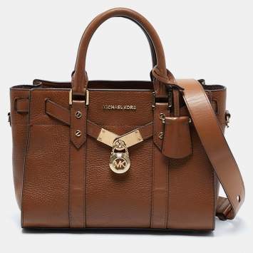 Pre Owned Michael Kors Brown Leather Small Nouveau Hamilton Tote