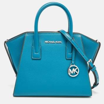 Pre Owned Michael Kors Blue Leather Small Avril Satchel