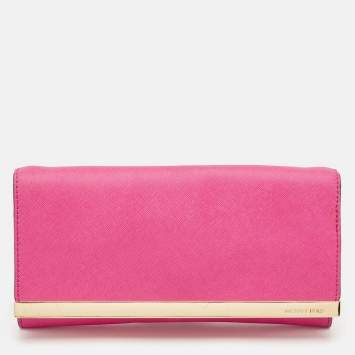 Pre Owned Michael Kors Fuchsia Leather Lana Clutch Bag