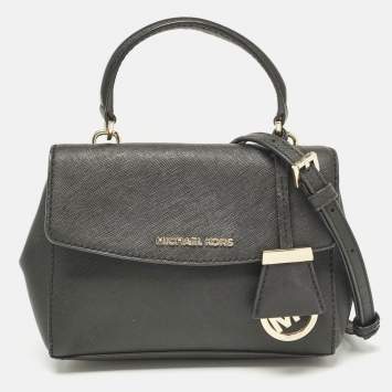 Pre Owned Michael Kors Black Leather Mini Ava Top Handle Bag