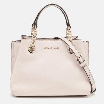 Pre Owned Michael Kors Pink Faux Leather Small Teagan Tote