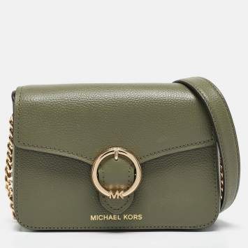 Pre Owned Michael Kors Olive Green Leather Small Wanda Shoulder Bag