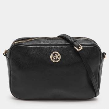 Pre Owned Michael Kors Black Leather Crossbody Bag